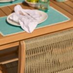 Harlyn 4 Seater Wooden Garden Dining Set with Cove Green Rope Chairs - 160cm - Image 3