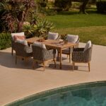 Harlyn 8 Seater Wooden Garden Dining Table - White Acacia - Image 2