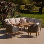 Harlyn 8 Seater Wooden Garden Dining Set with Corner Sofa & 2 Harlyn Dining Armchairs