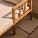 Harrelson 3 Seater Wooden Garden Chaise Corner Set - Natural Acacia and Sand - Image 9