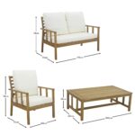 Harrelson Wooden Garden Sofa Set with Cream LED Premium Cantilever Parasol - Natural - Image 24