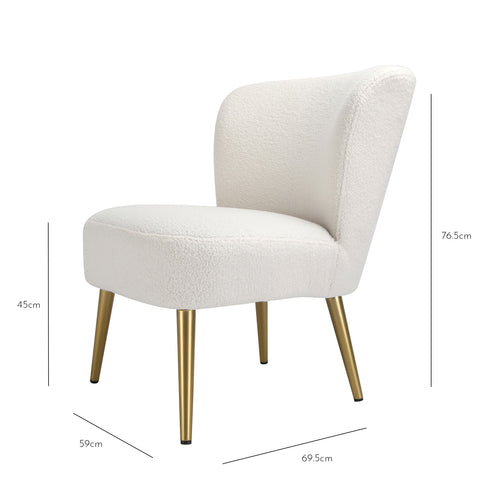 Hattie Accent Chair - Cream Boucle with Gold Legs