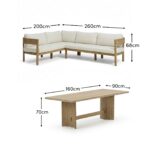 Imani 6 Seater Wooden Garden Corner Sofa Set with Dining Table - Image 4