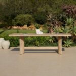 Imani 8 Seater Wooden Garden Dining Table - Light Brush Acacia - Image 4