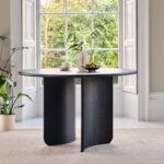 Imogen Jet Black Mango Wood Round Dining Table - 120cm