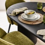 Imogen 190cm Black Mango Wood Dining Table Set  - 6 Seater - Marilyn Moss Green Dining Chairs - Black Legs - Image 5