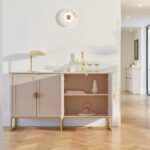 Outlet - Ines 4 Door Large Sideboard - Taupe & Gold - Image 2