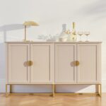 Outlet - Ines 4 Door Large Sideboard - Taupe & Gold - Image 7