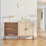 Outlet - Ines 4 Door Large Sideboard - Taupe & Gold - Image 5