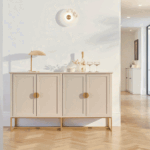Ines 4 Door Large Sideboard -  Taupe & Gold - Image 14
