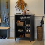 Jack Geometric Small Shoe Cabinet - 2 Door - Black - Image 2