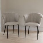 Outlet - Cleo Dining Chairs - Set of 2 - Soft Beige with Black Legs