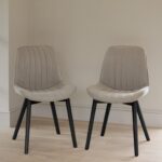 Amelia Black Dining Table Set - 6 Seater - Bella Soft Beige Dining Chairs - Black Legs - Image 2