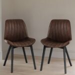 Bella Saddle Brown Dining Chairs - Set of 2 - Black Oak Legs