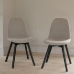 Outlet - Ellis Soft Beige Dining Chairs - Set of 2 - Black Oak Legs