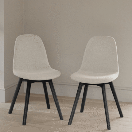 Ellis Light Beige Boucle Dining Chairs - Set of 2 - Black Oak Legs