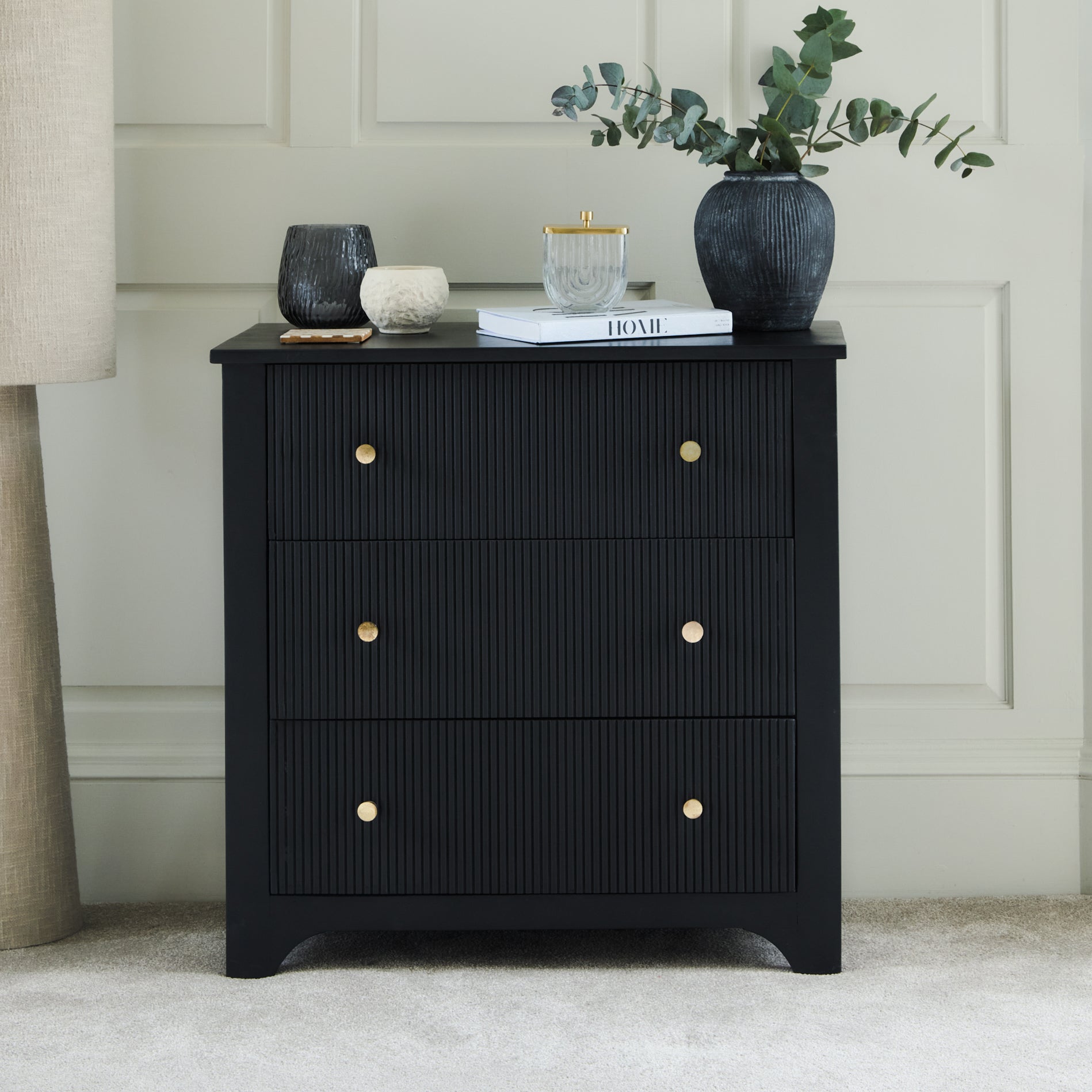 Jade_75cm_3_Drawer_Chest_of_Drawers_Jet_Black-1 Jade 3 Drawer Chest of Drawers - Jet Black - Image 1