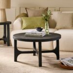 Jade Jet Black Mango Wood Round Coffee Table