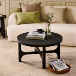Jade Jet Black Mango Wood Round Coffee Table - Image 2