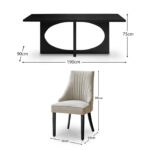 Jade Jet Black Rectangular Acacia Dining Table Set - 4 Seater - Nadine Marl Taupe Dining Chairs with Black Legs - Image 8
