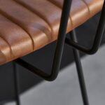 Outlet - Jayden Tan Leather Industrial Bar Stool - Set of 2 - Black Metal Legs - Image 10