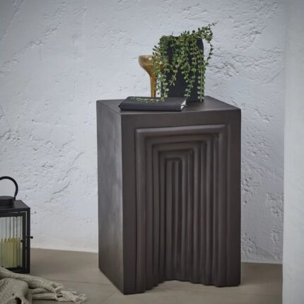 Karasi Concrete Rectangular Garden Side Table - Black
