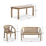 Kuro 6 Seater Wooden Garden Dining Set with 2 Shiro Cushioned Chairs & 2 Benches - Image 20
