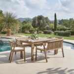 Kuro 6 Seater Wooden Garden Dining Set with 2 Shiro Cushioned Chairs & 2 Benches
