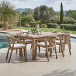 Kuro 6 Seater Wooden Garden Dining Set with 6 Shiro Cushioned Chairs