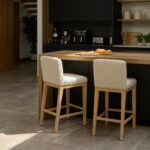 Nolan Boucle Bar Stool - Whitewash Oak Legs - Image 2