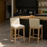 Outlet - Nolan Boucle Bar Stool - Whitewash Oak Legs - Image 3
