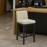 Nolan Boucle Bar Stool - Black Oak Legs