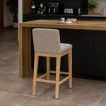 Nolan Fawn Linen Bar Stool - Whitewash Oak Legs - Image 4