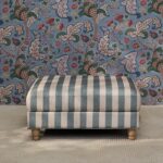 Brea Footstool - Blue Stripe with Whitewash Legs - Image 3