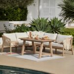 Shiro Wooden Garden Corner Dining Sofa Set with Grey Parasol - Image 13