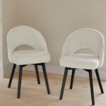 Outlet - Marilyn Boucle Dining Chairs - Set of 2 - Black Oak Legs