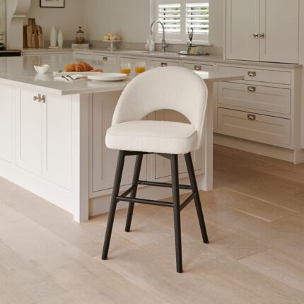 Outlet - Marilyn Bar Stool - Boucle with Black Legs