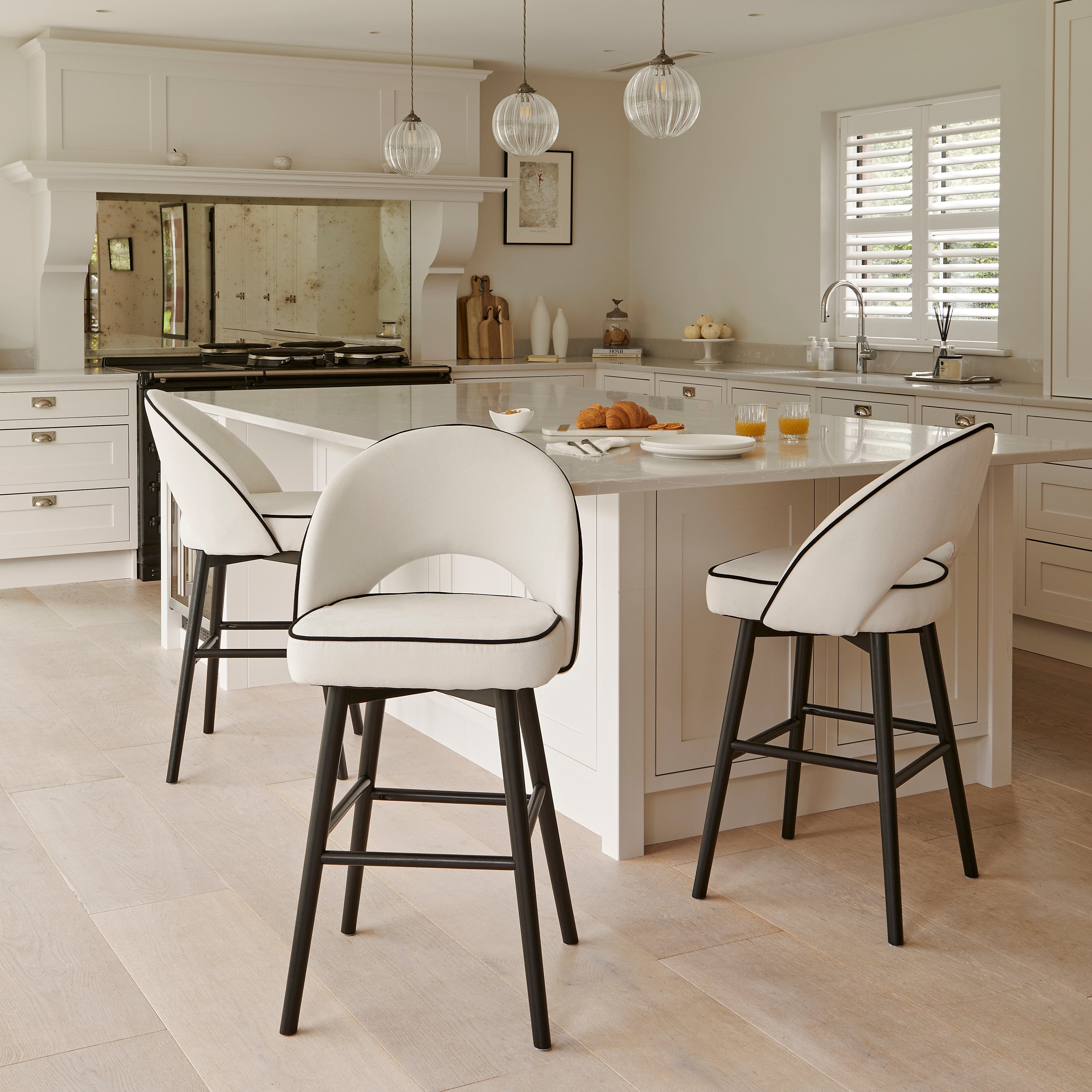 Outlet - Marilyn Ivory Bar Stool - Black Oak Legs - Image 4