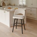 Outlet - Marilyn Ivory Bar Stool - Black Oak Legs