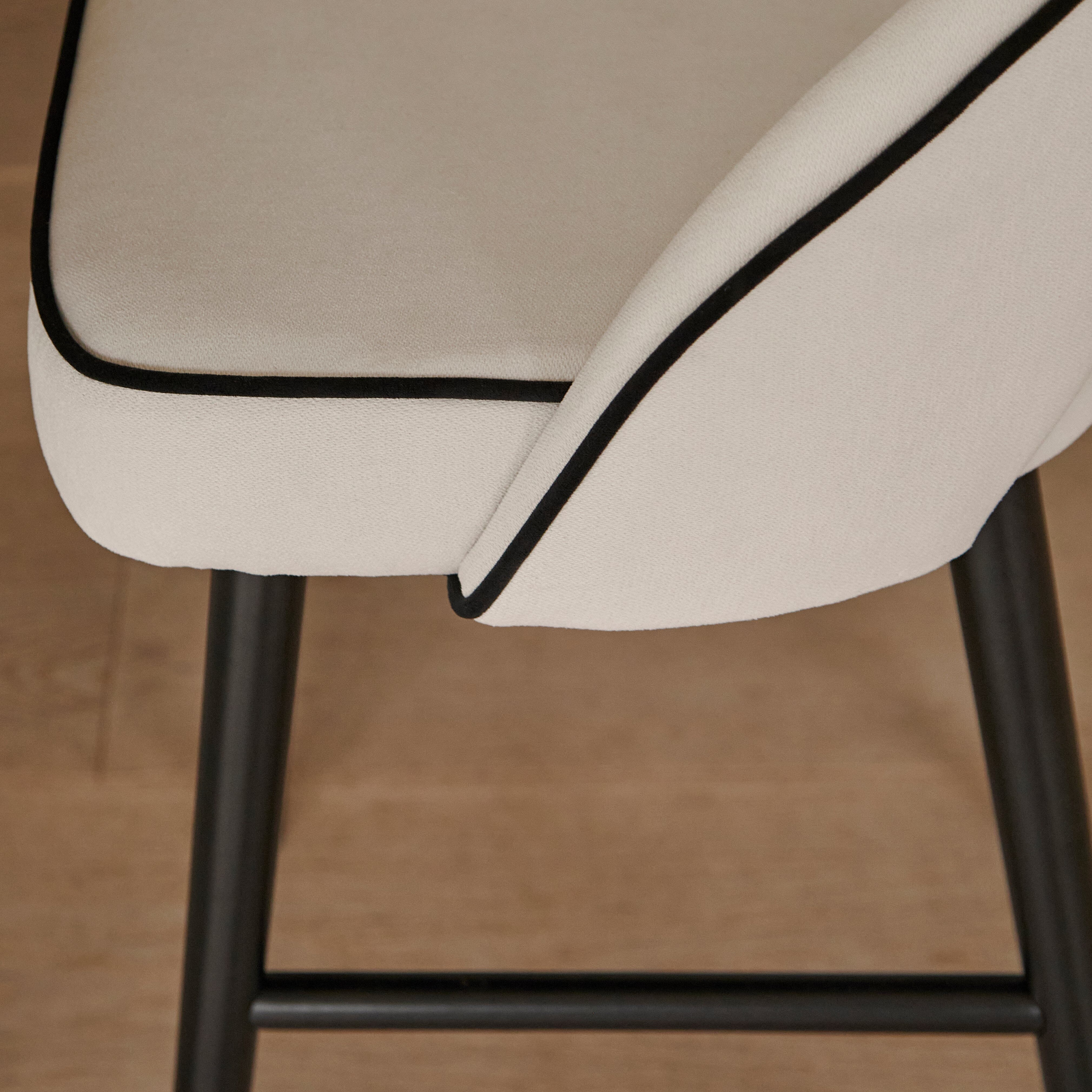 Outlet - Marilyn Ivory Bar Stool - Black Oak Legs - Image 8