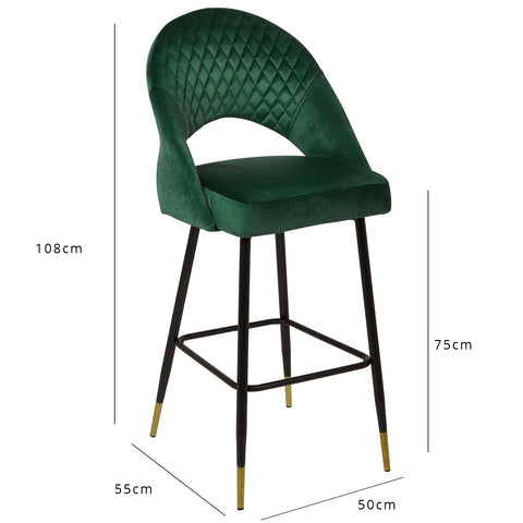 Outlet - Marilyn Bar Stool - Set Of 2 - Green Velvet 1 Marilyn bar stool - set of 2 - green velvet