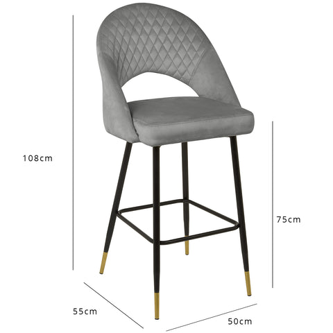 Outlet - Marilyn dining chairs - set of 2 - grey velvet 1 Marilyn bar stool - set of 2 - grey velvet