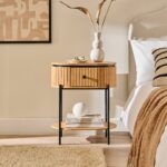 Matius Seasoned Oak 1 Drawer Bedside Table - Black Legs