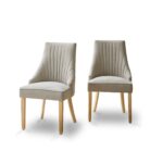 Nadine Soft Beige Dining Chairs - Set of 2 - Whitewash Legs - Image 4
