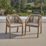 Palm 6 Seater Wooden Garden Dining Set with 4 Nala Sand Cushioned Chairs & Charlotte Bench - Image 3