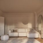 Nathalia Chaise Corner Sofa & Round Footstool Set - Chalk White Boucle - Image 13