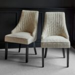 Outlet - Nadine Marl Taupe Dining Chairs - Set of 2 - Black Legs
