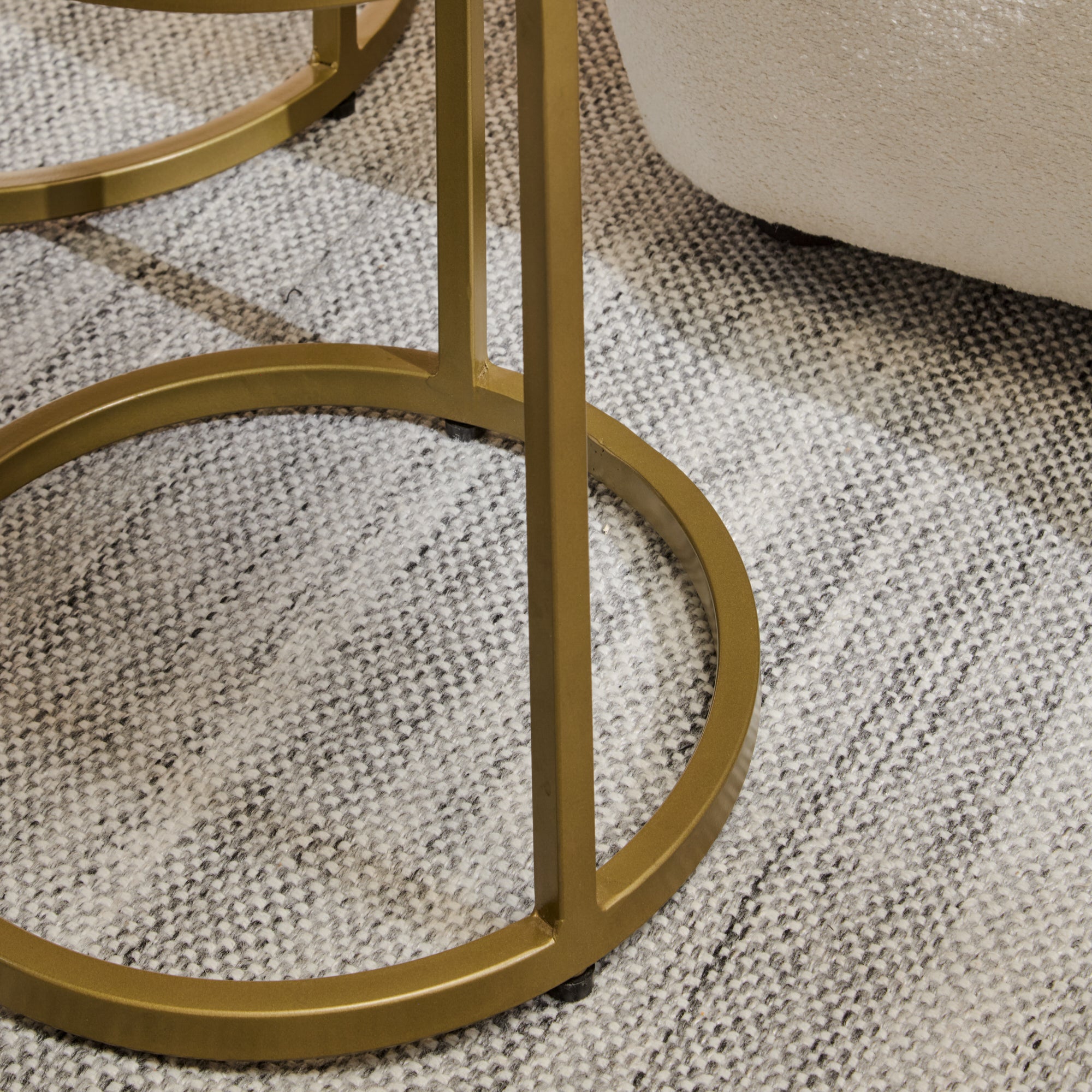 Nara White Marble Round Nest of Tables - Gold Frame - Image 6