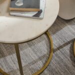 Nara White Marble Round Nest of Tables - Gold Frame - Image 4