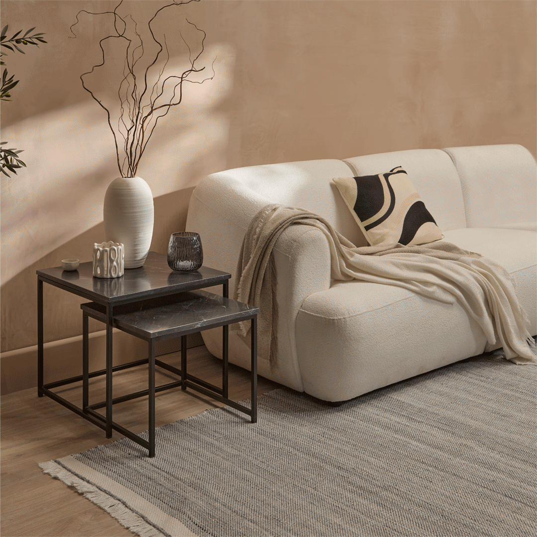 Nara Black Marble Square Nest of Tables - Black Frame - Image 13